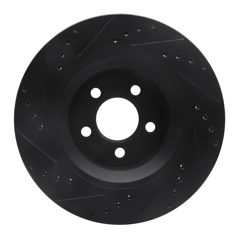 Jeep Liberty Brake Rotor (1) - Front Right - R1 Concepts - Drilled & Slotted - Black - `11-`12